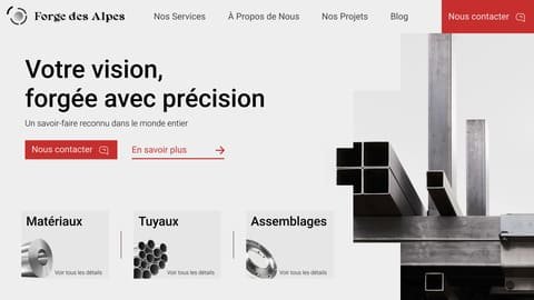 Hero site métallurgie - site web industriel par Inite Studio