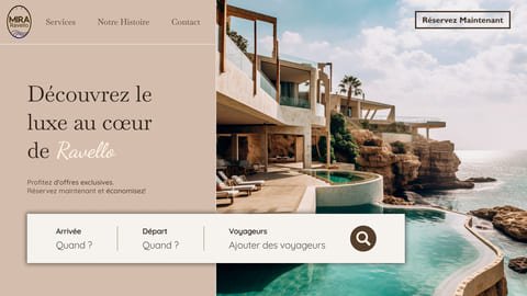 Hero pour hôtel - site professionnel design par Inite Studio